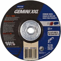 Norton - 24 Grit, 6" Wheel Diam, 1/4" Wheel Thickness, Type 27 Depressed Center Wheel - Aluminum Oxide, 13,580 Max RPM - Eagle Tool & Supply