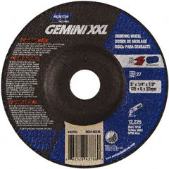 Norton - 24 Grit, 5" Wheel Diam, 1/4" Wheel Thickness, 7/8" Arbor Hole, Type 27 Depressed Center Wheel - Aluminum Oxide, 10,185 Max RPM - Eagle Tool & Supply