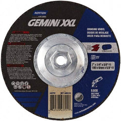 Norton - 24 Grit, 7" Wheel Diam, 1/4" Wheel Thickness, Type 27 Depressed Center Wheel - Aluminum Oxide, 10,185 Max RPM - Eagle Tool & Supply