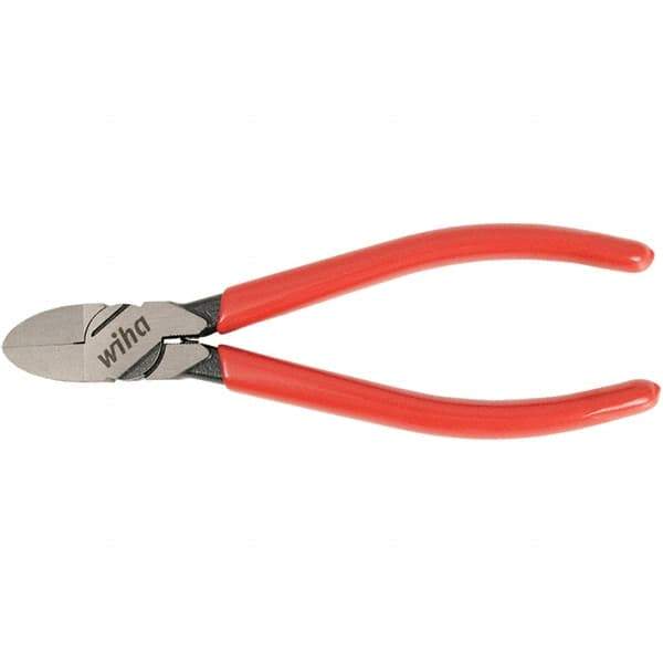 Wiha - 6-3/10" OAL, 18 AWG Capacity, Flush Flush Cutter - Vinyl Handle - Eagle Tool & Supply