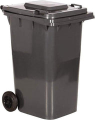 Vestil - 64 Gal Gray Rectangle Trash Can - Polyethylene, None Graphic, 39-15/16" High x 28-1/2" Long x 23-1/2" Wide, Lid Included - Eagle Tool & Supply