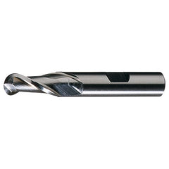 ‎3/4″ Dia. × 3/4″ Shank × 1-5/8″ DOC × 3-7/8″ OAL, HSSCoPM TiCN, Spiral , 2 Flute, CW Helix, Weldon, Ballnose End Mill - Exact Industrial Supply