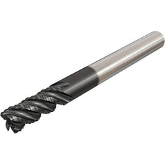 Iscar - 12mm Diam, Coarse Pitch, 24mm LOC, 4 Flute Solid Carbide 1.2mm 45° Corner Radius Roughing End Mill - TiAlN Finish, 83mm OAL, 12mm Shank Diam, Single End, Centercutting, 45° Helix - Eagle Tool & Supply