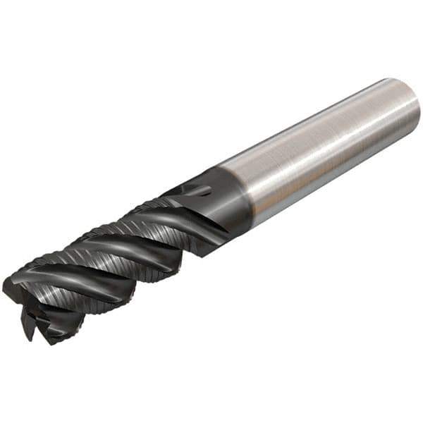 Iscar - 6mm Diam, Coarse Pitch, 12mm LOC, 4 Flute Solid Carbide 45° Corner Chamfer Roughing End Mill - TiAlN Finish, 57mm OAL, 6mm Shank Diam, Single End, Centercutting, 45° Helix - Eagle Tool & Supply