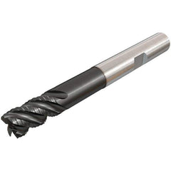 Iscar - 10mm Diam, Coarse Pitch, 15mm LOC, 4 Flute Solid Carbide 45° Corner Chamfer Roughing End Mill - TiAlN Finish, 80mm OAL, 10mm Shank Diam, Single End, Centercutting, 45° Helix - Eagle Tool & Supply
