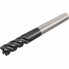 Iscar - 12mm Diam, Coarse Pitch, 24mm LOC, 4 Flute Solid Carbide 1.2mm 45° Corner Radius Roughing End Mill - TiAlN Finish, 83mm OAL, 12mm Shank Diam, Single End, Centercutting, 45° Helix - Eagle Tool & Supply