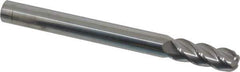 Accupro - 3/8", 4 Flute, Single End, Solid Carbide, 1/8" Corner Radius End Mill - 4" OAL, 40° Helix, Right Hand Flute, 1" LOC, Right Hand Cut - Eagle Tool & Supply
