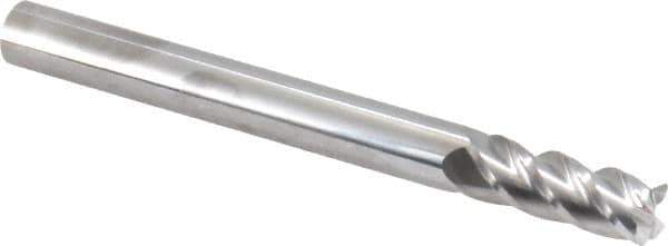 Accupro - 3/8", 4 Flute, Single End, Solid Carbide, 0.03" Corner Radius End Mill - 4" OAL, 40° Helix, Right Hand Flute, 1" LOC, Right Hand Cut - Eagle Tool & Supply