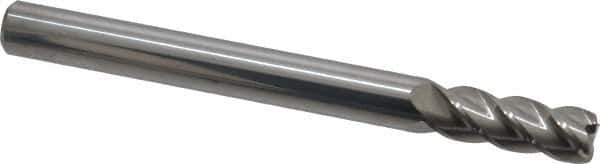 Accupro - 3/8", 4 Flute, Single End, Solid Carbide, 0.045" Corner Radius End Mill - 4" OAL, 40° Helix, Right Hand Flute, 1" LOC, Right Hand Cut - Eagle Tool & Supply
