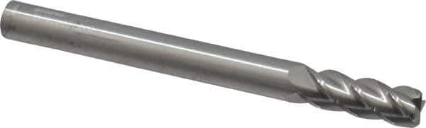 Accupro - 3/8", 4 Flute, Single End, Solid Carbide, 0.06" Corner Radius End Mill - 4" OAL, 40° Helix, Right Hand Flute, 1" LOC, Right Hand Cut - Eagle Tool & Supply