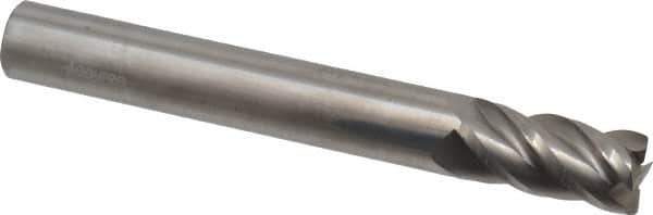 Accupro - 1/2", 4 Flute, Single End, Solid Carbide, 0.02" Corner Radius End Mill - 4" OAL, 40° Helix, Right Hand Flute, 1" LOC, Right Hand Cut - Eagle Tool & Supply