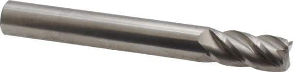 Accupro - 1/2", 4 Flute, Single End, Solid Carbide, 0.03" Corner Radius End Mill - 4" OAL, 40° Helix, Right Hand Flute, 1" LOC, Right Hand Cut - Eagle Tool & Supply
