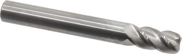 Accupro - 1/2", 4 Flute, Single End, Solid Carbide, 0.09" Corner Radius End Mill - 4" OAL, 40° Helix, Right Hand Flute, 1" LOC, Right Hand Cut - Eagle Tool & Supply