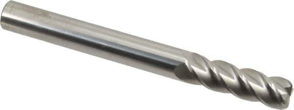 Accupro - 5/8", 4 Flute, Single End, Solid Carbide, 0.09" Corner Radius End Mill - 6" OAL, 40° Helix, Right Hand Flute, 2" LOC, Right Hand Cut - Eagle Tool & Supply