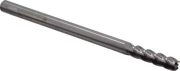 Accupro - 3/8", 4 Flute, Single End, Solid Carbide, 0.09" Corner Radius End Mill - 6" OAL, 40° Helix, Right Hand Flute, 1-1/2" LOC, Right Hand Cut - Eagle Tool & Supply