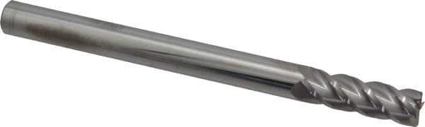 Accupro - 1/2", 4 Flute, Single End, Solid Carbide, 0.015" Corner Radius End Mill - 6" OAL, 40° Helix, Right Hand Flute, 1-1/2" LOC, Right Hand Cut - Eagle Tool & Supply