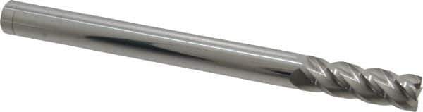 Accupro - 1/2", 4 Flute, Single End, Solid Carbide, 0.02" Corner Radius End Mill - 6" OAL, 40° Helix, Right Hand Flute, 1-1/2" LOC, Right Hand Cut - Eagle Tool & Supply