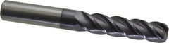 Accupro - 1/2", 4 Flute, Single End, Solid Carbide, 1/8" Corner Radius End Mill - 4" OAL, 40° Helix, Right Hand Flute, 2" LOC, Right Hand Cut - Eagle Tool & Supply