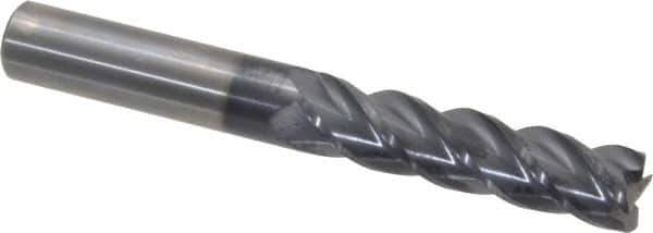 Accupro - 1/2", 4 Flute, Single End, Solid Carbide, 0.03" Corner Radius End Mill - 4" OAL, 40° Helix, Right Hand Flute, 2" LOC, Right Hand Cut - Eagle Tool & Supply