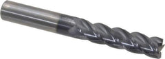 Accupro - 1/2", 4 Flute, Single End, Solid Carbide, 0.03" Corner Radius End Mill - 4" OAL, 40° Helix, Right Hand Flute, 2" LOC, Right Hand Cut - Eagle Tool & Supply