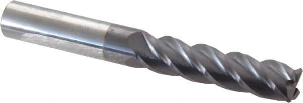 Accupro - 1/2", 4 Flute, Single End, Solid Carbide, 0.045" Corner Radius End Mill - 4" OAL, 40° Helix, Right Hand Flute, 2" LOC, Right Hand Cut - Eagle Tool & Supply