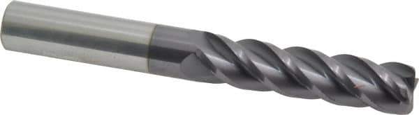 Accupro - 1/2", 4 Flute, Single End, Solid Carbide, 0.06" Corner Radius End Mill - 4" OAL, 40° Helix, Right Hand Flute, 2" LOC, Right Hand Cut - Eagle Tool & Supply