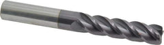 Accupro - 1/2", 4 Flute, Single End, Solid Carbide, 0.06" Corner Radius End Mill - 4" OAL, 40° Helix, Right Hand Flute, 2" LOC, Right Hand Cut - Eagle Tool & Supply