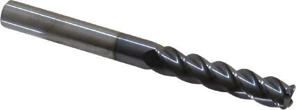 Accupro - 3/8", 4 Flute, Single End, Solid Carbide, 0.06" Corner Radius End Mill - 4" OAL, 40° Helix, Right Hand Flute, 1-3/4" LOC, Right Hand Cut - Eagle Tool & Supply