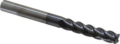 Accupro - 3/8", 4 Flute, Single End, Solid Carbide, 0.06" Corner Radius End Mill - 4" OAL, 40° Helix, Right Hand Flute, 1-3/4" LOC, Right Hand Cut - Eagle Tool & Supply