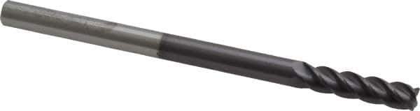 Accupro - 1/4", 4 Flute, Single End, Solid Carbide, 0.03" Corner Radius End Mill - 4" OAL, 40° Helix, Right Hand Flute, 1" LOC, Right Hand Cut - Eagle Tool & Supply