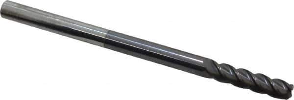 Accupro - 1/4", 4 Flute, Single End, Solid Carbide, 0.06" Corner Radius End Mill - 4" OAL, 40° Helix, Right Hand Flute, 1" LOC, Right Hand Cut - Eagle Tool & Supply
