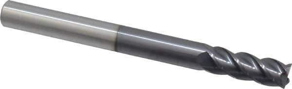 Accupro - 3/8", 4 Flute, Single End, Solid Carbide, 0.01" Corner Radius End Mill - 4" OAL, 40° Helix, Right Hand Flute, 1" LOC, Right Hand Cut - Eagle Tool & Supply