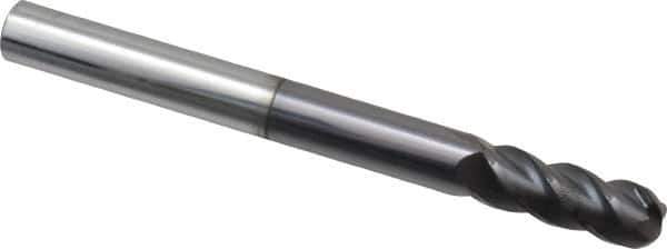 Accupro - 3/8", 4 Flute, Single End, Solid Carbide, 1/8" Corner Radius End Mill - 4" OAL, 40° Helix, Right Hand Flute, 1" LOC, Right Hand Cut - Eagle Tool & Supply