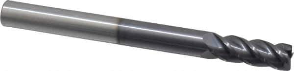 Accupro - 3/8", 4 Flute, Single End, Solid Carbide, 0.02" Corner Radius End Mill - 4" OAL, 40° Helix, Right Hand Flute, 1" LOC, Right Hand Cut - Eagle Tool & Supply