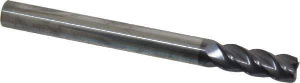 Accupro - 3/8", 4 Flute, Single End, Solid Carbide, 0.045" Corner Radius End Mill - 4" OAL, 40° Helix, Right Hand Flute, 1" LOC, Right Hand Cut - Eagle Tool & Supply