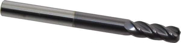 Accupro - 3/8", 4 Flute, Single End, Solid Carbide, 0.09" Corner Radius End Mill - 4" OAL, 40° Helix, Right Hand Flute, 1" LOC, Right Hand Cut - Eagle Tool & Supply