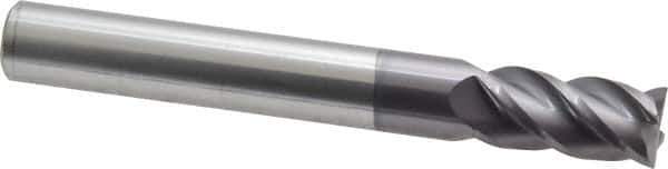 Accupro - 1/2", 4 Flute, Single End, Solid Carbide, 0.015" Corner Radius End Mill - 4" OAL, 40° Helix, Right Hand Flute, 1" LOC, Right Hand Cut - Eagle Tool & Supply