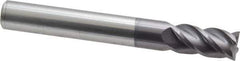 Accupro - 1/2", 4 Flute, Single End, Solid Carbide, 0.015" Corner Radius End Mill - 4" OAL, 40° Helix, Right Hand Flute, 1" LOC, Right Hand Cut - Eagle Tool & Supply