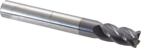 Accupro - 1/2", 4 Flute, Single End, Solid Carbide, 0.045" Corner Radius End Mill - 4" OAL, 40° Helix, Right Hand Flute, 1" LOC, Right Hand Cut - Eagle Tool & Supply