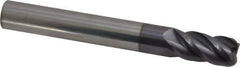 Accupro - 1/2", 4 Flute, Single End, Solid Carbide, 0.06" Corner Radius End Mill - 4" OAL, 40° Helix, Right Hand Flute, 1" LOC, Right Hand Cut - Eagle Tool & Supply