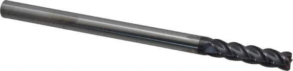 Accupro - 3/8", 4 Flute, Single End, Solid Carbide, 0.045" Corner Radius End Mill - 6" OAL, 40° Helix, Right Hand Flute, 1-1/2" LOC, Right Hand Cut - Eagle Tool & Supply