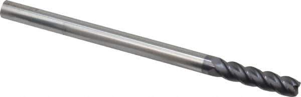Accupro - 3/8", 4 Flute, Single End, Solid Carbide, 0.06" Corner Radius End Mill - 6" OAL, 40° Helix, Right Hand Flute, 1-1/2" LOC, Right Hand Cut - Eagle Tool & Supply