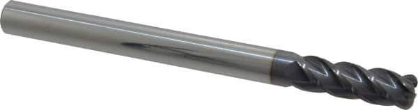 Accupro - 1/2", 4 Flute, Single End, Solid Carbide, 1/8" Corner Radius End Mill - 6" OAL, 40° Helix, Right Hand Flute, 1-1/2" LOC, Right Hand Cut - Eagle Tool & Supply