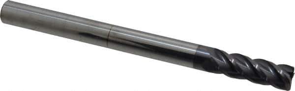 Accupro - 1/2", 4 Flute, Single End, Solid Carbide, 0.02" Corner Radius End Mill - 6" OAL, 40° Helix, Right Hand Flute, 1-1/2" LOC, Right Hand Cut - Eagle Tool & Supply