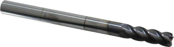 Accupro - 1/2", 4 Flute, Single End, Solid Carbide, 0.045" Corner Radius End Mill - 6" OAL, 40° Helix, Right Hand Flute, 1-1/2" LOC, Right Hand Cut - Eagle Tool & Supply