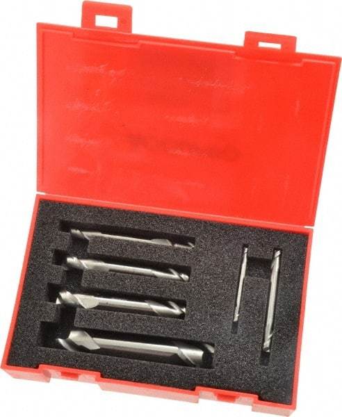 Accupro - 1/8, 3/16, 1/4, 5/16, 3/8 & 1/2", 2 Flute Square End Mill Set - Uncoated, Solid Carbide, Double End, 1/8, 3/16, 1/4, 5/16, 3/8, 1/2" Shank Diam, Centercutting - Eagle Tool & Supply