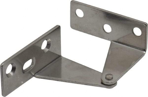 Sugatsune - 1-11/32" Long x 1-37/64" Wide x 1-1/2" Thick, Plain 430 Stainless Steel, Right Hand Overlay Door Pivot Hinge - 3" Pin Diam, 6 Holes, 1 Knuckle, 3.9 Lb Capacity, 18" Leaf Height - Eagle Tool & Supply