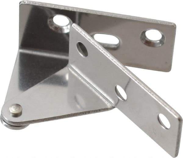 Sugatsune - 1-7/64" Long x 1-37/64" Wide x 1-1/2" Thick, Plain 430 Stainless Steel, Left Hand Overlay Door Pivot Hinge - 3" Pin Diam, 6 Holes, 1 Knuckle, 3.9 Lb Capacity, 18" Leaf Height - Eagle Tool & Supply