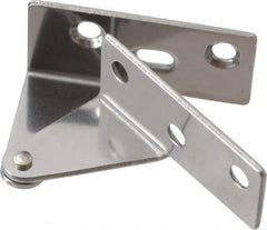 Sugatsune - 1-7/64" Long x 1-37/64" Wide x 1-1/2" Thick, Plain 430 Stainless Steel, Left Hand Overlay Door Pivot Hinge - 3" Pin Diam, 6 Holes, 1 Knuckle, 3.9 Lb Capacity, 18" Leaf Height - Eagle Tool & Supply