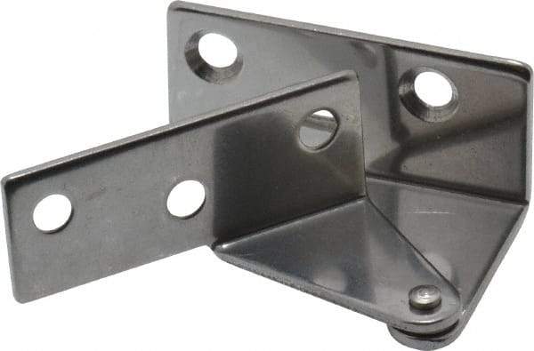 Sugatsune - 1-7/64" Long x 1-37/64" Wide x 1-1/2" Thick, Plain 430 Stainless Steel, Right Hand Overlay Door Pivot Hinge - 3" Pin Diam, 6 Holes, 1 Knuckle, 3.9 Lb Capacity, 18" Leaf Height - Eagle Tool & Supply